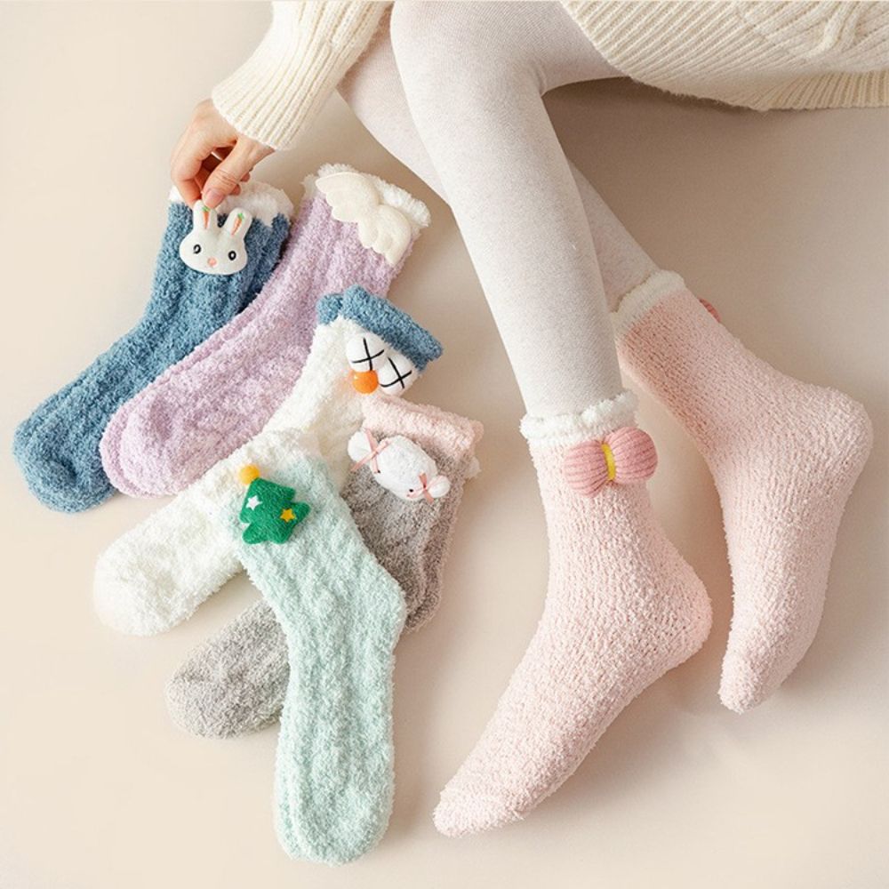 Tất mùa đông tất dày tất len tất dày mùa đông combo vớ UREAN Mùa đông Hàn Quốc Fluffy Nhà Thoải mái Ngủ San Hô Vớ Lông Cừu Phụ nữ Dày Vớ Vớ sàn Sinh viên Vớ