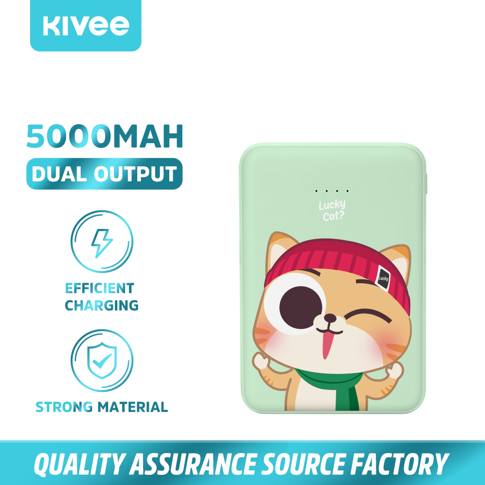 KIVEE power bank แบตสำรองพาเวอร์ 5000mAh แบงค์ ถูกๆ แท้100% Quick Charge สำหรับ iPhone VIVO HUAWEI Samsung Oppo พกพาสะดวกน่ารักเหมาะเป็นของขวัญของขวัญที่ดีท