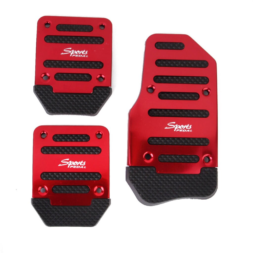 【】 3 chiếc Bàn Đạp Xe Tải xe hơi thủ công chống trượt Bộ vỏ chân côn phanh tăng tốc Màu Đỏ
