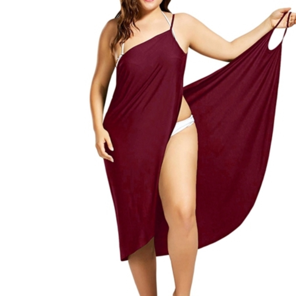 ☑  Plus Size Beach Dress Loose Bikini Cover Up Summer Swim Vestidos Playa 5XLCover ups For Women Solid Beachwear Sarong Robe Plage
