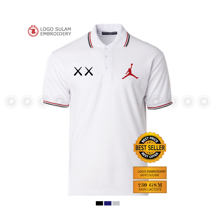 Polo T Shirt Sulam Design Run Casual Sports Fashion Baju Streetwear Cotton Embroidery