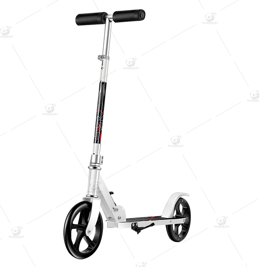 Scooter สกู๊ตเตอร์พับได้ล้อใหญ่ 2 Wheel Mini Bicycle Adult Kick Scooter สกู๊ตเตอร์ สำหรับเด็กโตและผู้ใหญ่ สกู๊ตเตอร์พับเก็บได้ ปรับระดับ 3 ระดับ มีขาตั้ง  (สีดำ, ขาว)