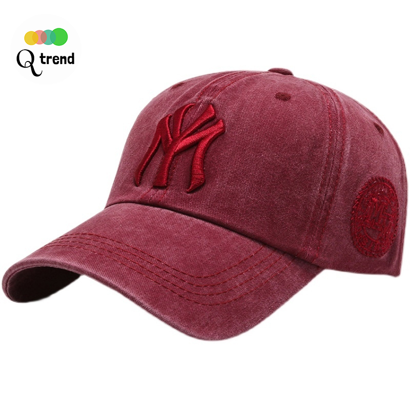 Q Trend 【สินค้าใหม่】Caps หมวกแก๊ป หมวกวินเทจ หมวกเเก๊ปชาย ปักลายนวน หมวกทรงสปอร์ต ปักตัวอักษร หมวกกันแดด รุ่น MY01