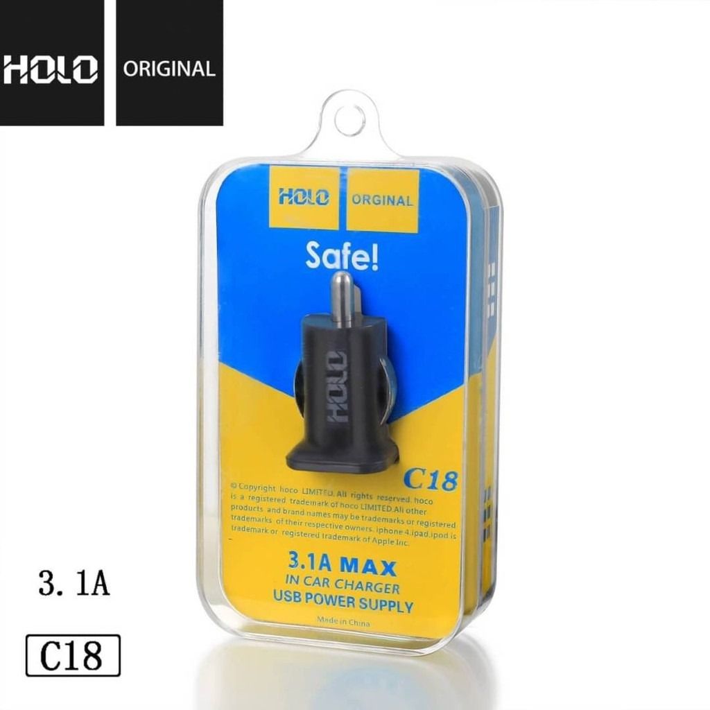 หัวชาร์จในรถ Holo C18 หัวชาร์จ มีช่องชาร์จ USB 2 ช่อง