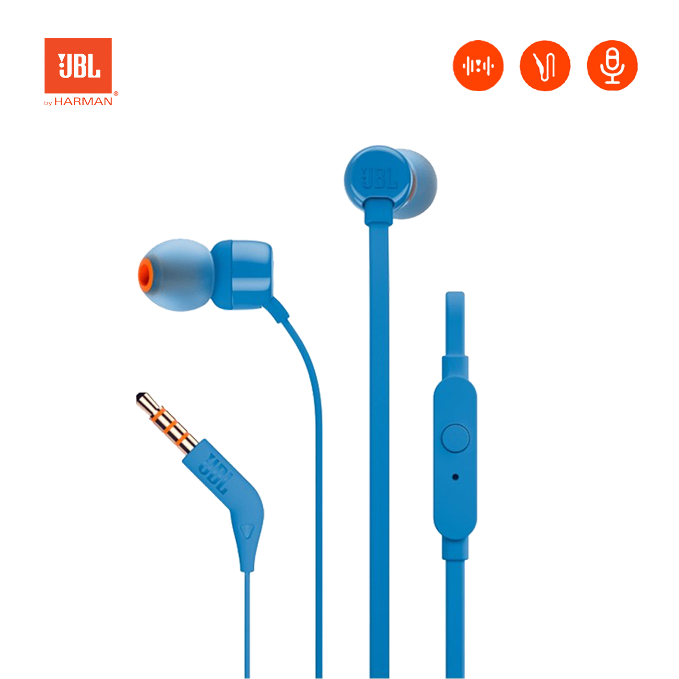 หูฟังอินเอียร์JBL T110 In-Ear Headphones With Mic Tune 110 พร้อมไมโครโฟน มีปุ่มควบคุมการคุยโทรศัพท์ ชุดหูฟังเสียง