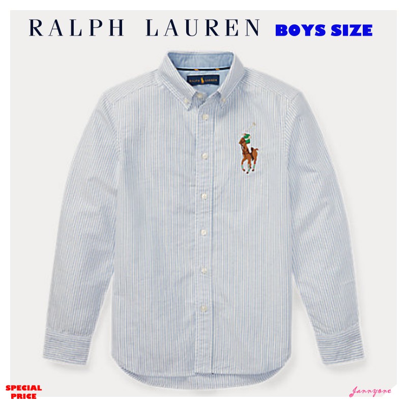 RALPH LAUREN BIG PONY STRIPED OXFORD SHIRT ( BOYS SIZE 8-20 YEARS )