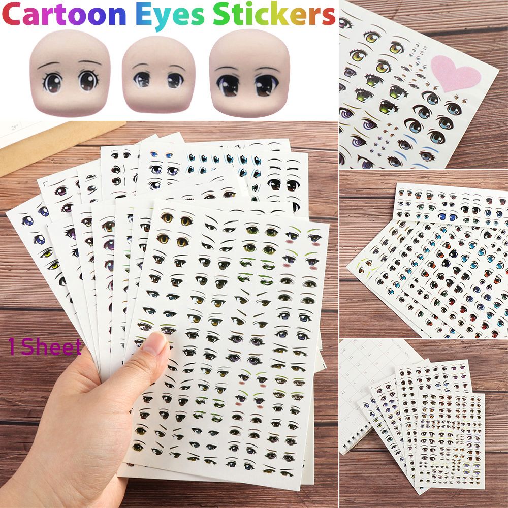 THEISM PERSECUTE64TH2 1 Sheet High Quality DIY Doll Accessories Educational Toys Anime Figurine Doll Clay Decals Cute Sticker Face Organ Paster Cartoon Eyes Stickers