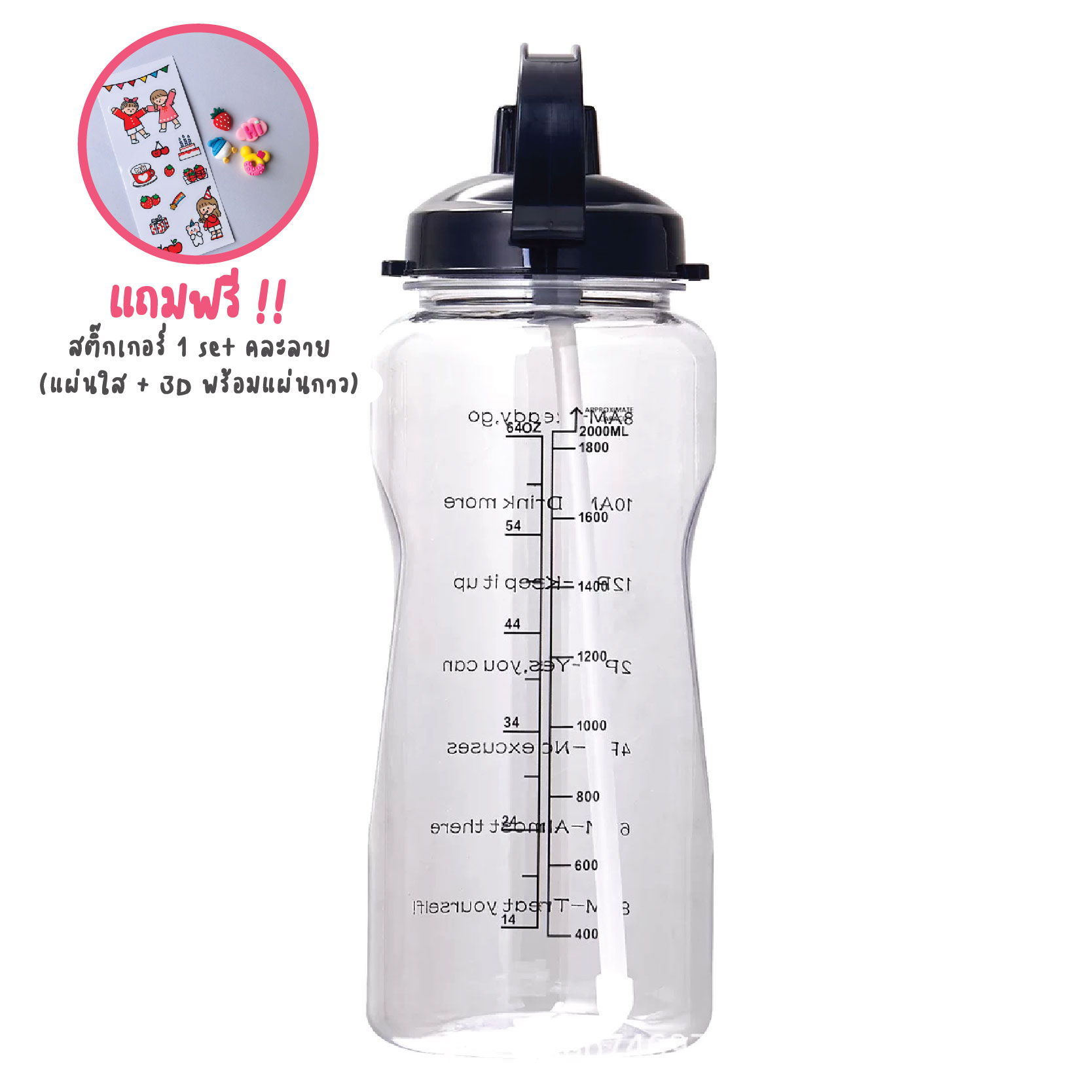 พร้อมส่ง ขวดน้ำพลาสติกแบบพกพา ขวดน้ำสไตล์สปอร์ต ความจุ 1.5/2ลิตร  (BPA FREE) พลาสติกPCป้องกันการตกแตกวัสดุปลอดภัยไม่เป็นอันตราย