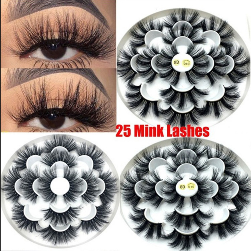 OYA36ผู้หญิง Cross Wispy ธรรมชาติ Mink ขนตาปลอมแต่งหน้าตัวต่อขนตา False Eye Lashes ชุด