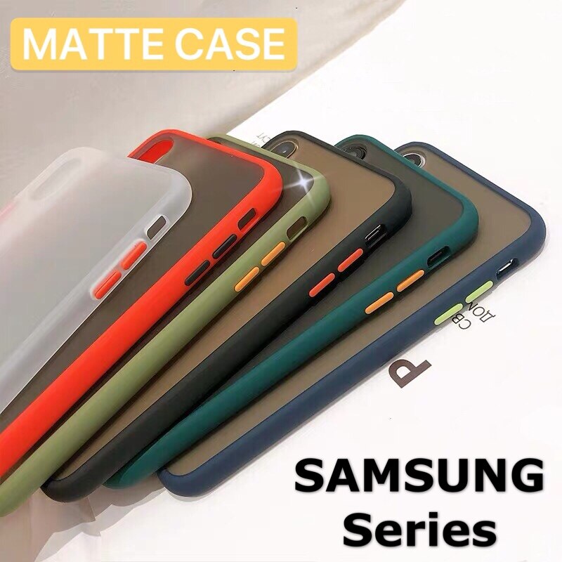 เคสกันกระแทก ปุ่มสีผิวด้าน Case Samsung A02/A52/A72/A32/A12/A02S/A42/S20FE/A21S/A11/A31/Note10Lite/A71/ A51/ A72018 /A10 /A20 /A50/A20s/ A30s/A50s/A01/J72015 ขอบนิ่มหลังแข็ง เคสโทรศัพท์ซัมซุง