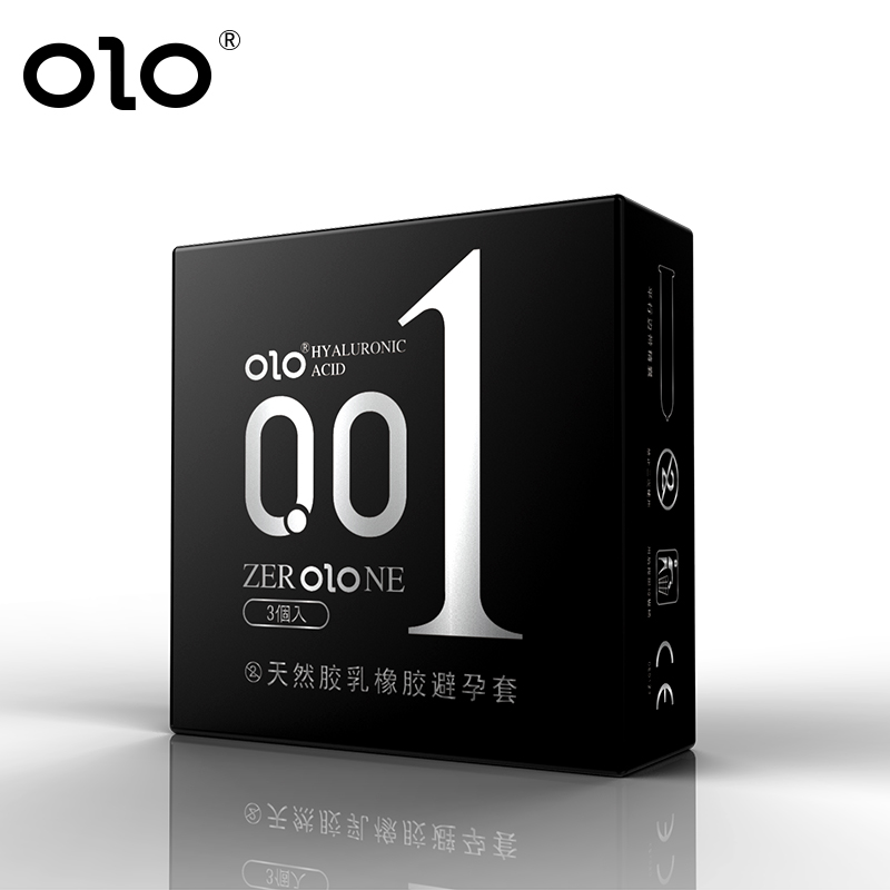 MZL ถุงยางอนามัย olo ถุงยางบางเฉียบ 001 condom(1กล่อง 10ชิ้น) สินค้าพร้อมส่ง ถุงยางอนามัย ขนาดไซส์ 52 มม.