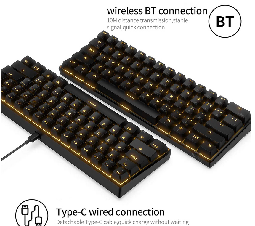 RK61 Bluetooth คีย์บอร์ด gaming keyboard Mechanical คีย์บอร์ด 61 Keys RGB Backlight ชนะ / Android / iOS