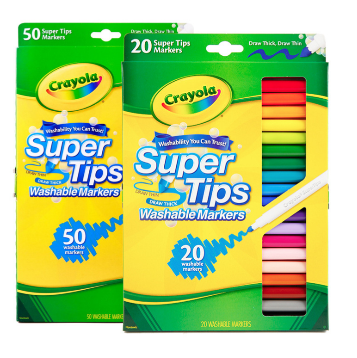 ?จัดส่งได้ทันที ?Crayola ปากกาสีน้ำแท่งบางล้างทำความสะอาดได้ 20 50 สีเด็กอนุบาลวาดภาพชุดแปรงสีกราฟฟิตี