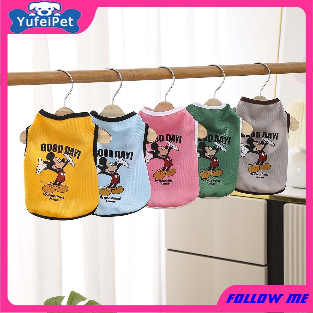 เสื้อกล้ามระบายอากาศ ลายการ์ตูนสัตว์ น่ารัก สําหรับสัตว์เล
