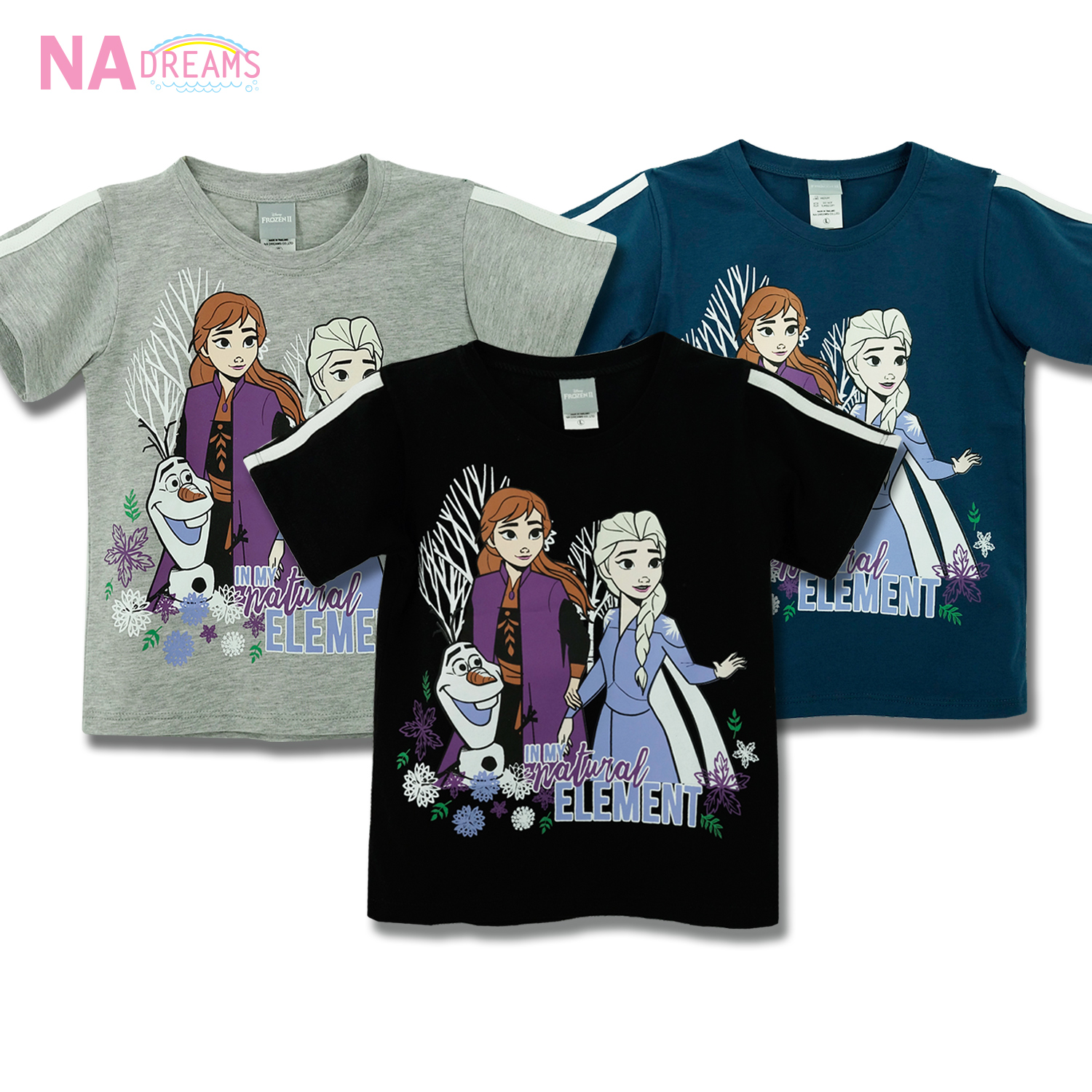 Disney เสื้อยืดคอกลม เด็กเล็ก Frozen โฟเซ่น ผ้า Cotton ผสม Spandex เสื้อยืด คอกลม เสื้อคอกลม NADreams ราคา 153 บาท*ส่งฟรี