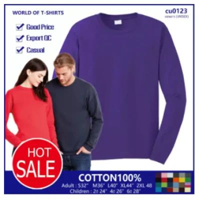 lowest price round-neck long sleeve t shirt cotton 100% (15)