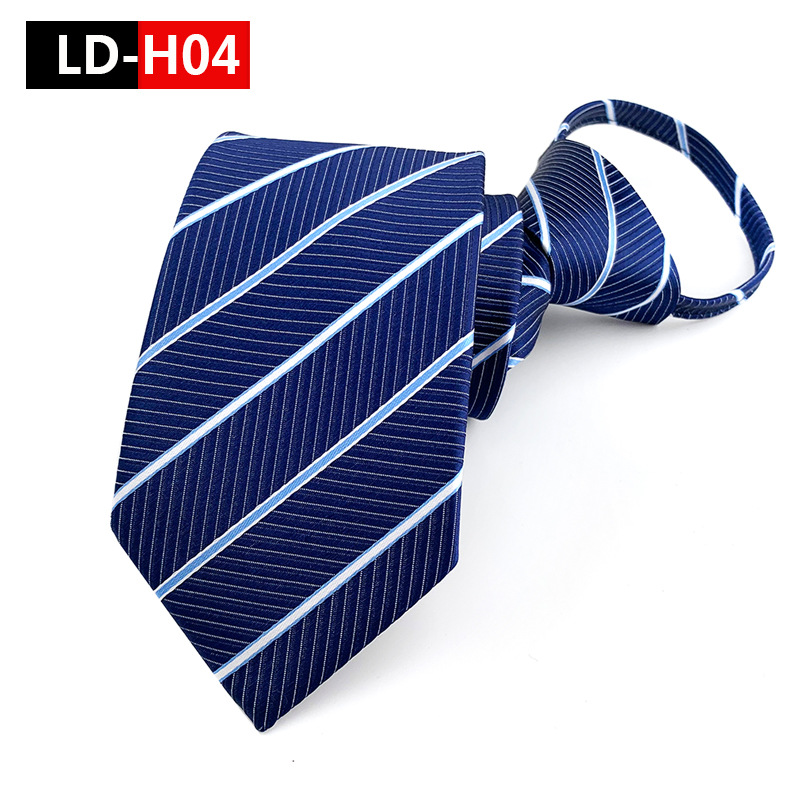 New Spot Tie Zipper Lazy Tie Fashion 7 Cm Striped Black Blue Tie Business Men