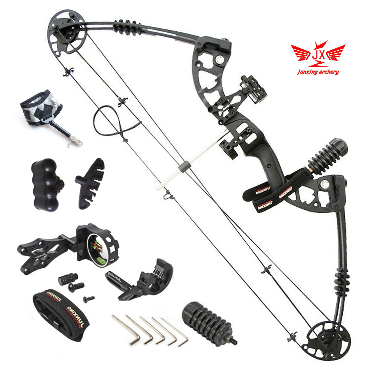 ธนู( RH , LH ) Junxing M131 Compouond Bow set 20-55lbs ( Pundage adjustable ) Sport Outdoor Archery Target  Practice