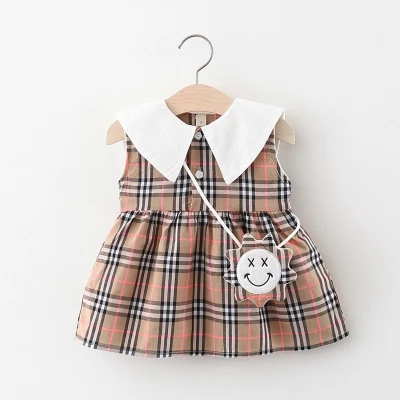 Cute dresses for baby girlsชุดสาวน้อยกระโปรงแขนกุดน่ารักกระโปรงมีกระเป๋าแฟชั่นผ้าอดีชุดกระโปรงเกาหลี0~1~2~3ปี (1)
