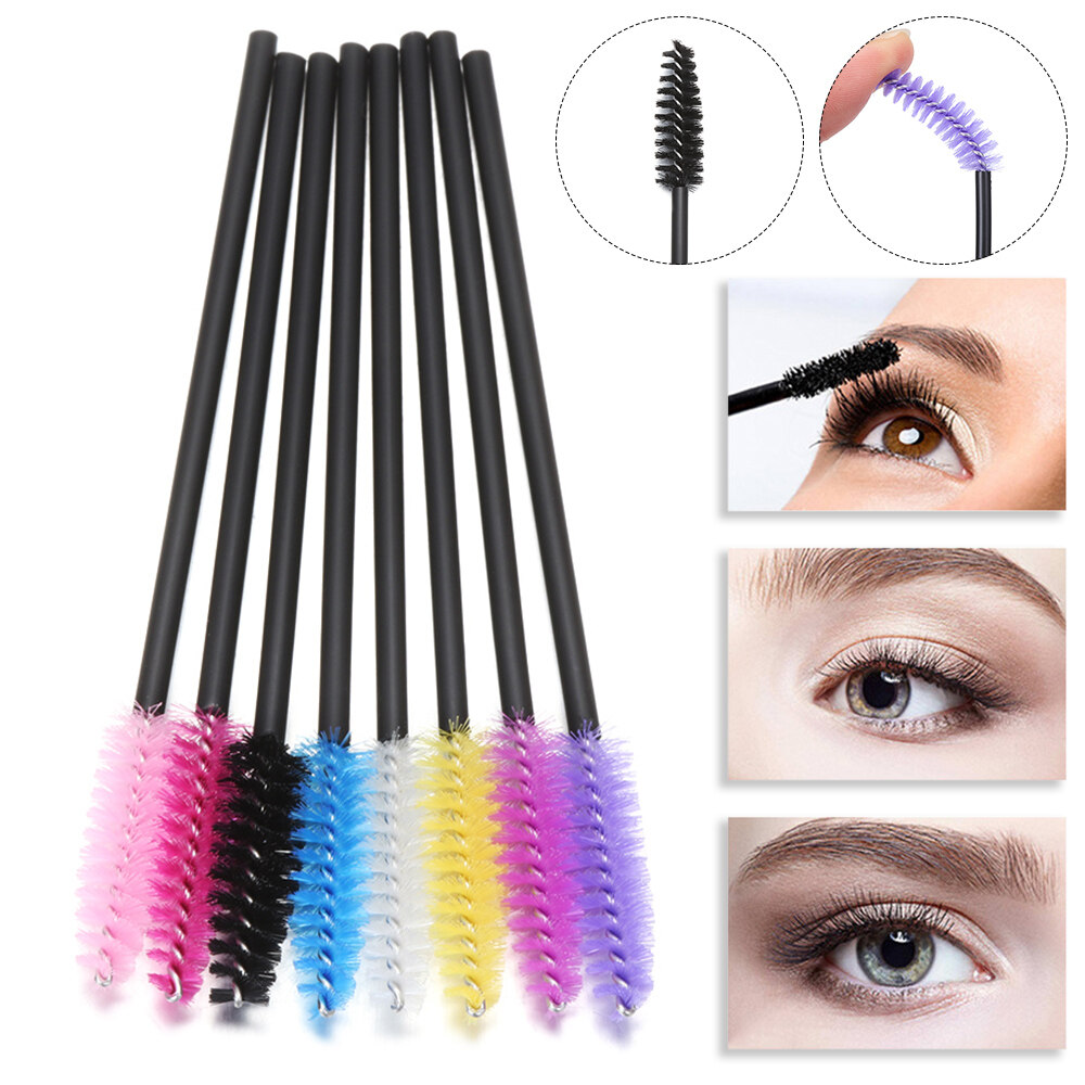 CUANFENGS28 50Pcs Health Beauty Mascara Spiral Wands MakeUp Tool Eyebrow Applicator Lash Curling Comb Disposable Eyelash Brush Lash Extension Comb