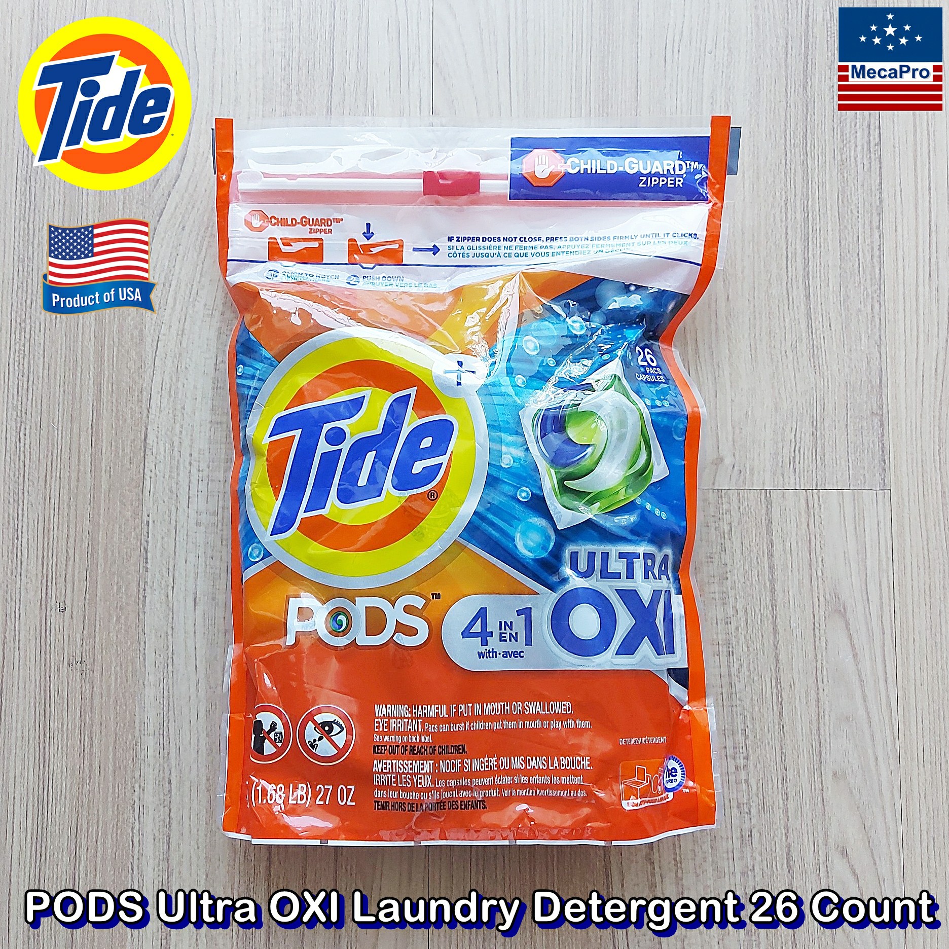 Tide® PODS® Ultra OXI Laundry Detergent 26 Count เจลบอลซักผ้า สูตรอัลตร้า อ็อกซี่ เจลบอล น้ำยาซักผ้า แคปซูลซักผ้า เม็ดซักผ้า ราคา 1,767 บาท*ส่งฟรี