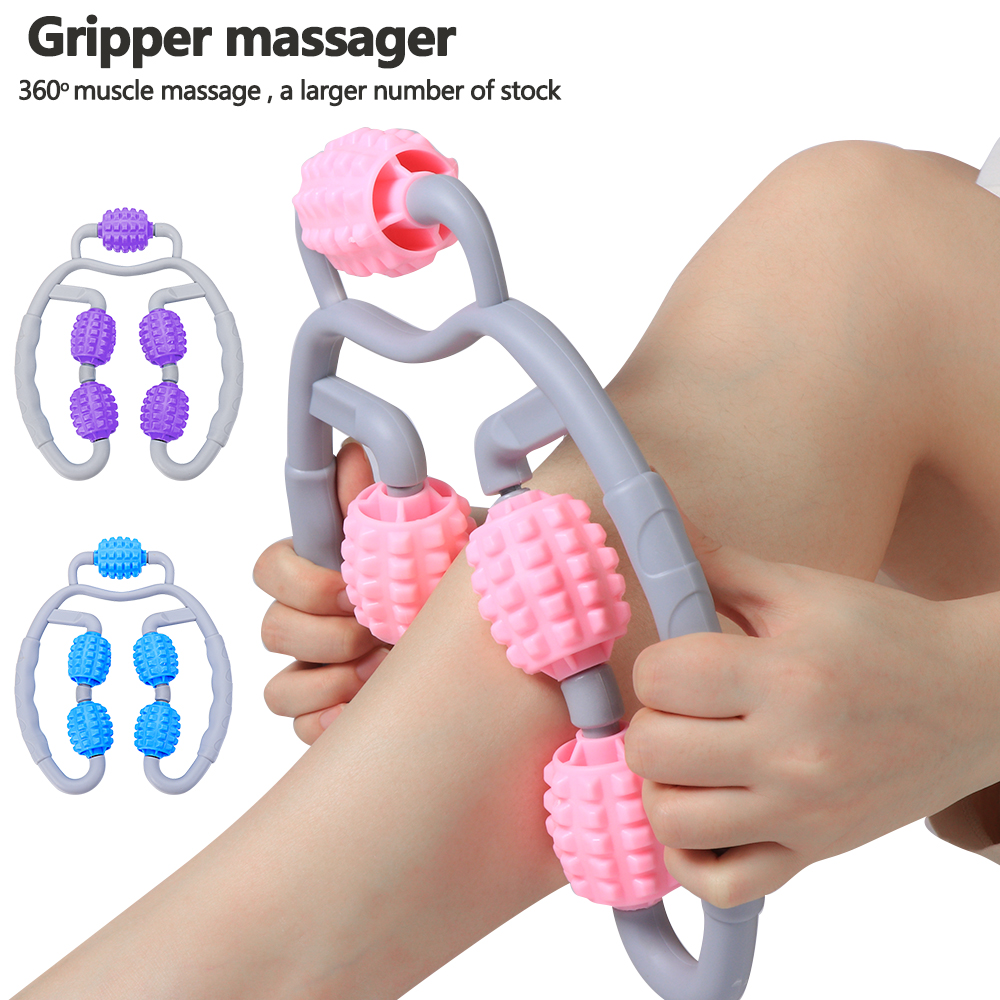 AHLSEN FASHION New Fitness Health Care Waist Leg Clamp Massage Stick 5 Wheels Muscle Relaxer Massage Roller