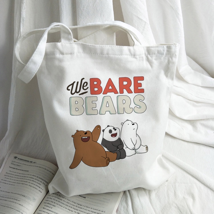 กระเป๋าผ้า ลายการ์ตูน We Bare Bears สำหรับใส่สิ่งของ