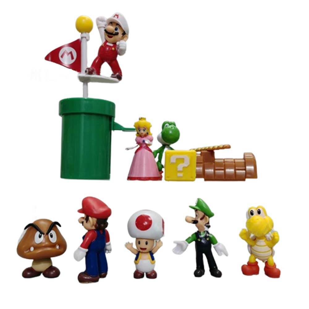 Super Mario Odyssey Luigi Wario Toad Action Figure Kid Cake Topper Toy  Figurine