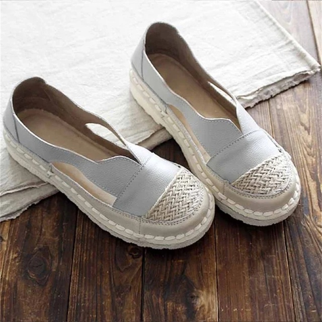Vintage Loafers ผู้หญิง2021ฤดูใบไม้ผลิใหม่รอบ Toe Patchwork สุภาพสตรีรองเท้าลำลองส้นเตี้ย36 43ขนาดใหญ่รองเท้าใส่สบาย