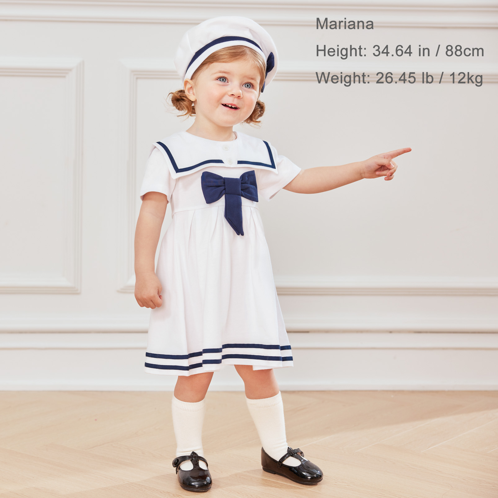 Pureborn Toddler Infant Baby Girl Sailor Dress Bowknot Sailor Collar Summer Breathable Cotton Beach Holiday Baby Girl Clothes ราคา  1,208 บาท*ส่งฟรี