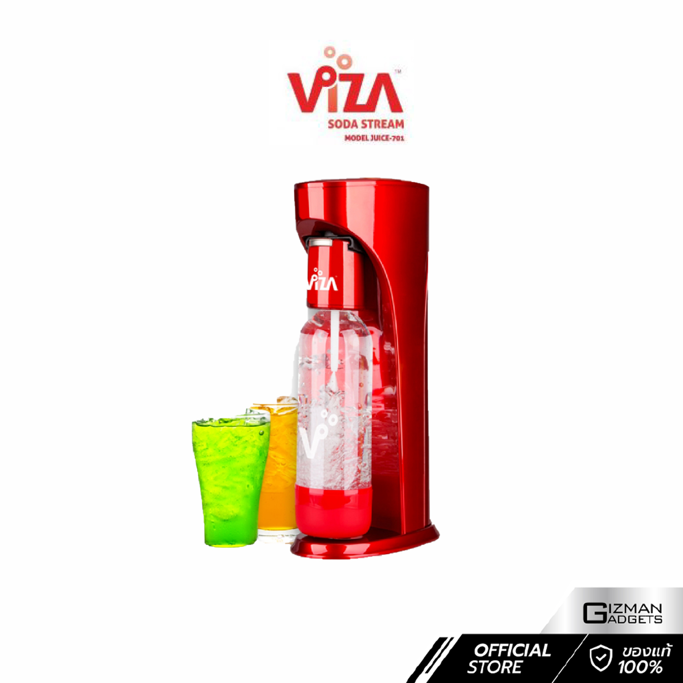 เครื่องทำโซดา Viza รุ่น Juice 701 เพิ่มความซ่าให้กับน้ำผลไม้ที่คุณชื่นชอบ เติม Co2 ได้ รับประกันศูนย์ 6 เดือน ราคา 3,290 บาท*ส่งฟรี