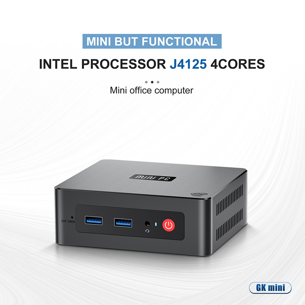 ภาพที่ให้รายละเอียดเกี่ยวกับ New GKMINI Mini PC (Pre-activated Win 10 Pro) Beelink Desktop 8GB+256GB CPU Intel Celeron J4125 Quad-Core Blth 2.4G/5.8G WIFI Dual HDMI O Gigabit Internet Mini Computer Mini CPU Qonzo