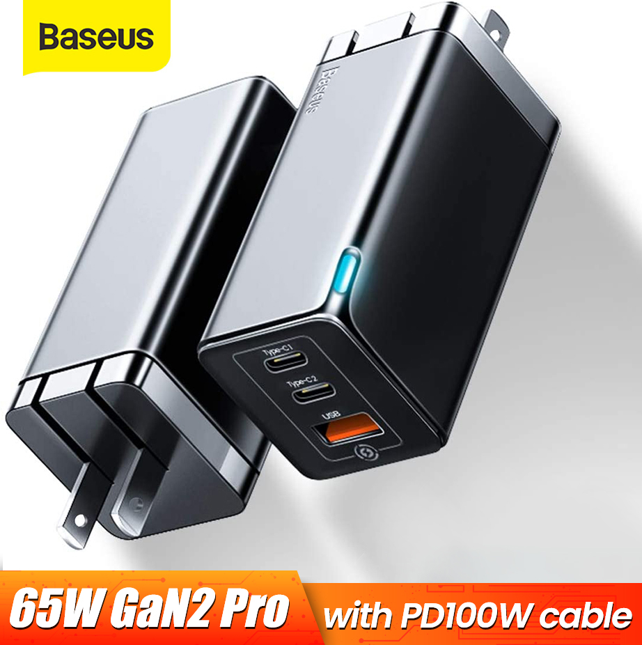 [ลดราคา] Baseus หัวชาร์จเร็ว GaN2 Pro PD 65W USB C Charger Quick Charge 4.0 3.0 QC4.0 QC PD3.0 PD USB-C Type C Fast USB Charger For iPhone 11 12 pro Max Macbook Pro Samsung