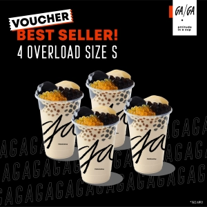 สินค้า E-vo GAGA Attitude In A Cup Best Seller Set: Overload size S 4 glasses คูปอง เครื่องดื่ม Overload ขนาดเล็ก 4 แก้ว