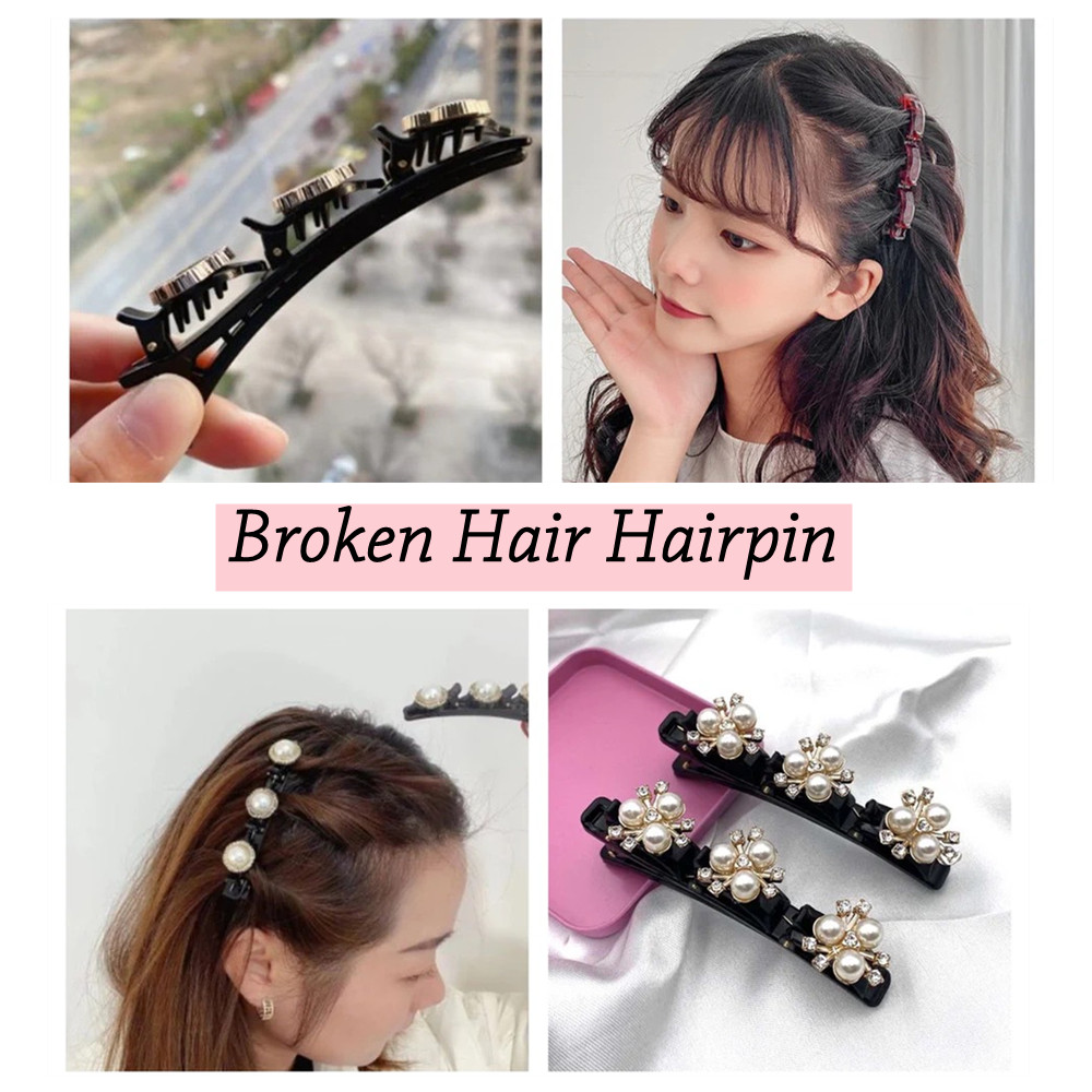 JIYAN2866 New Toothed Pearl Braided Hairpin Fixed Broken Hair Duckbill Clip Headdress