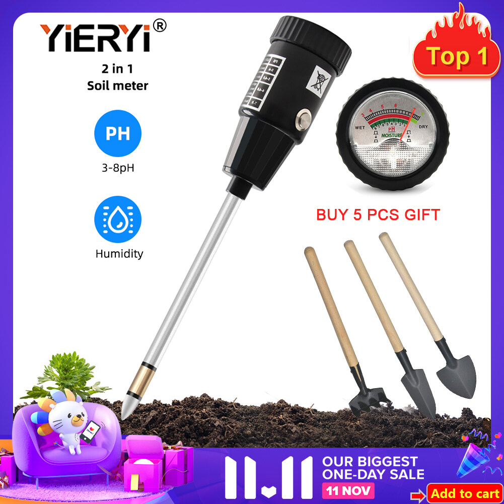 yieryi new Soil pH Moisture Meter Tester Hydroponics Analyzer Plants Humidity Soil Detector 3-8 pH 1-8 Moisture ราคา 555 บาท*ส่งฟรี