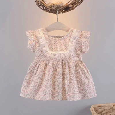 Baby girl dressเสื้อผ้าเด็กผู้หญิงกระโปรงแขนสั้นผ้าบางเย็นสวมใส่สบายชุดดอกไม้กระโปรงน่ารัก0~1~2~3ปี (1)