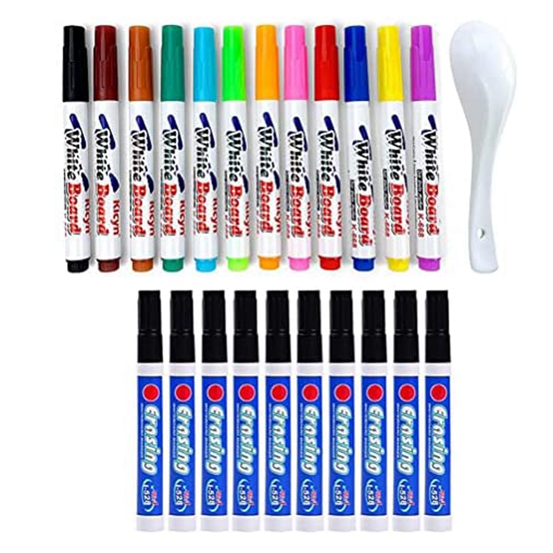 23PCS Magical Dry Erase Markers with Eraser Water Painting Pen Doodle