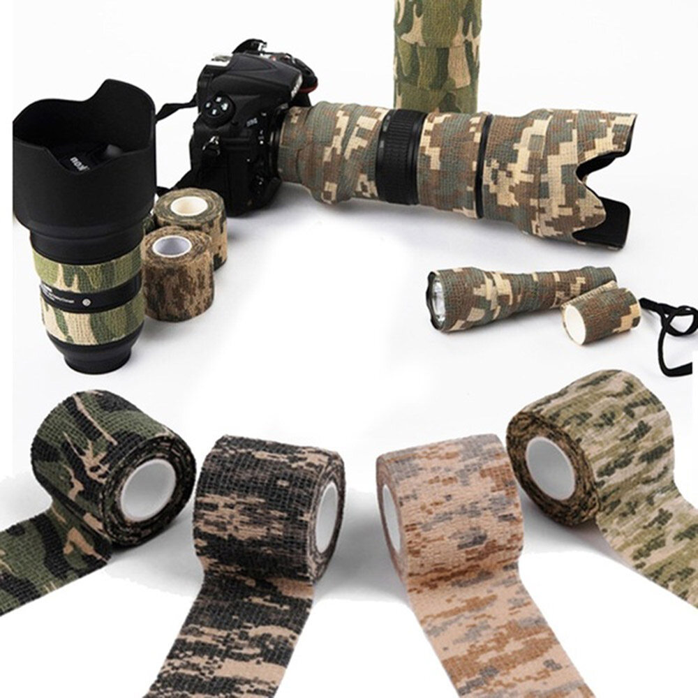 JUICYPEACHNU 1PC Stretch Survival Military Props Stealth Camping Camo Wrap Tapes Outdoor Tools Camouflage Bandage Self-adhesive