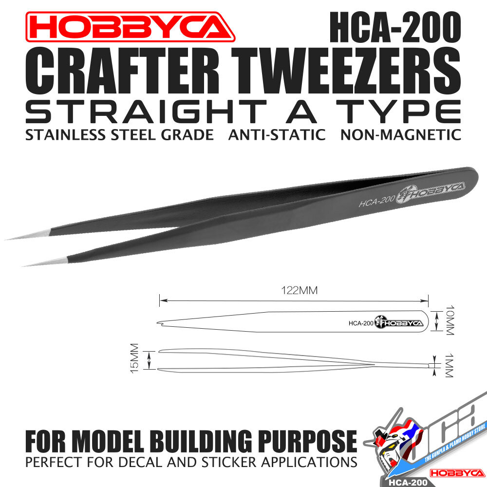 HOBBYCA HCA-200 CRAFTER TWEEZERS STRAIGHT A TYPE แหนบสําหรับซ่อมแซม โมเดล กันดั้ม กันพลา VCA GUNDAM