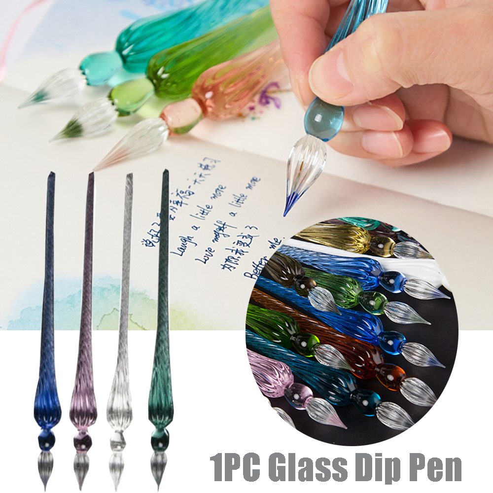 SHIWEIWU2558285 1PC Handmade Calligraphy Writing Signature Painting Supplies Filling Ink Glass Dip Pen Fountain Pen