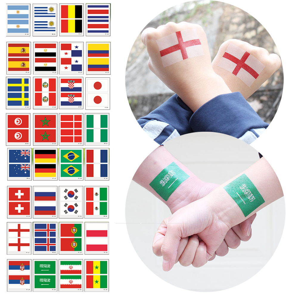 ORANGEJOY 2x Fashion Waterproof Game Cheer Euro Footballs World Cup Temporary Tattoos Country Flag Tattoo Sticker