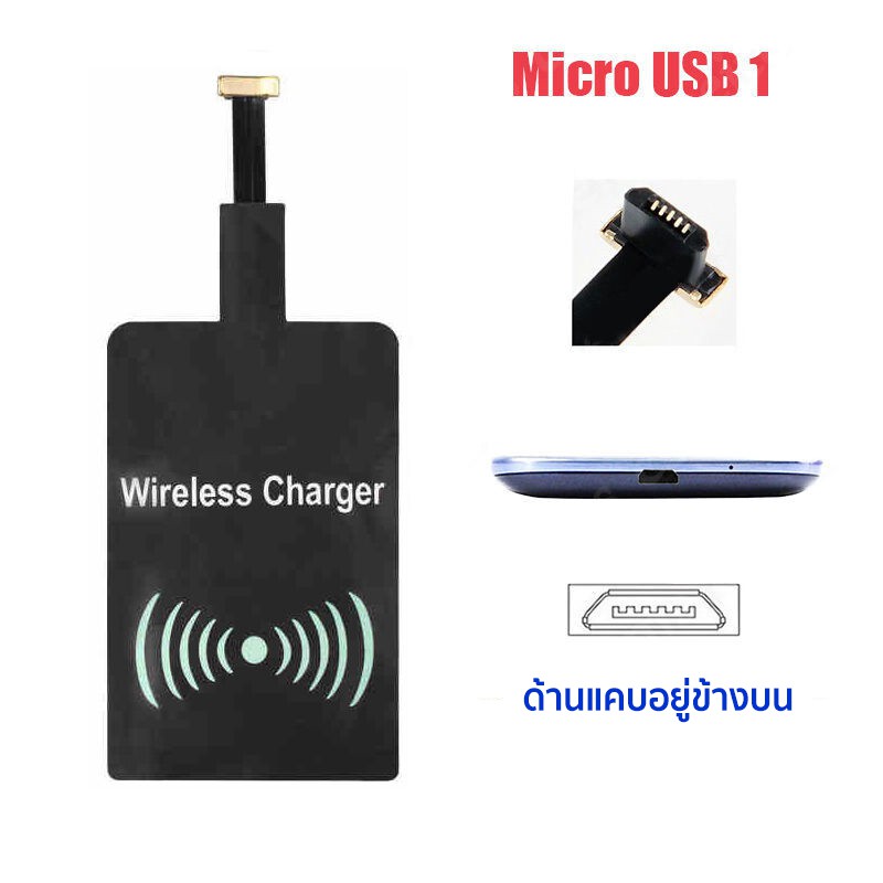Wireless Charger Receiver แผ่นรับสัญญาณชาร์จไร้สาย Micro USB / iPhone