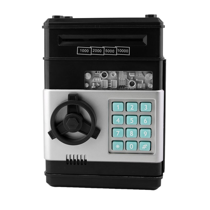 finelife] Kids Electronic Money Safe Pas Saving Bank ATM for Coins and Bills
