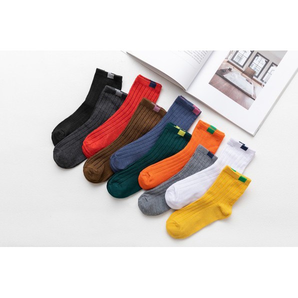 ?ถุงเท้า? ถุงเท้าข้อกลาง ถุงเท้าแฟชั่น  10สีให้เลือก  Colorful NO.7(L)
