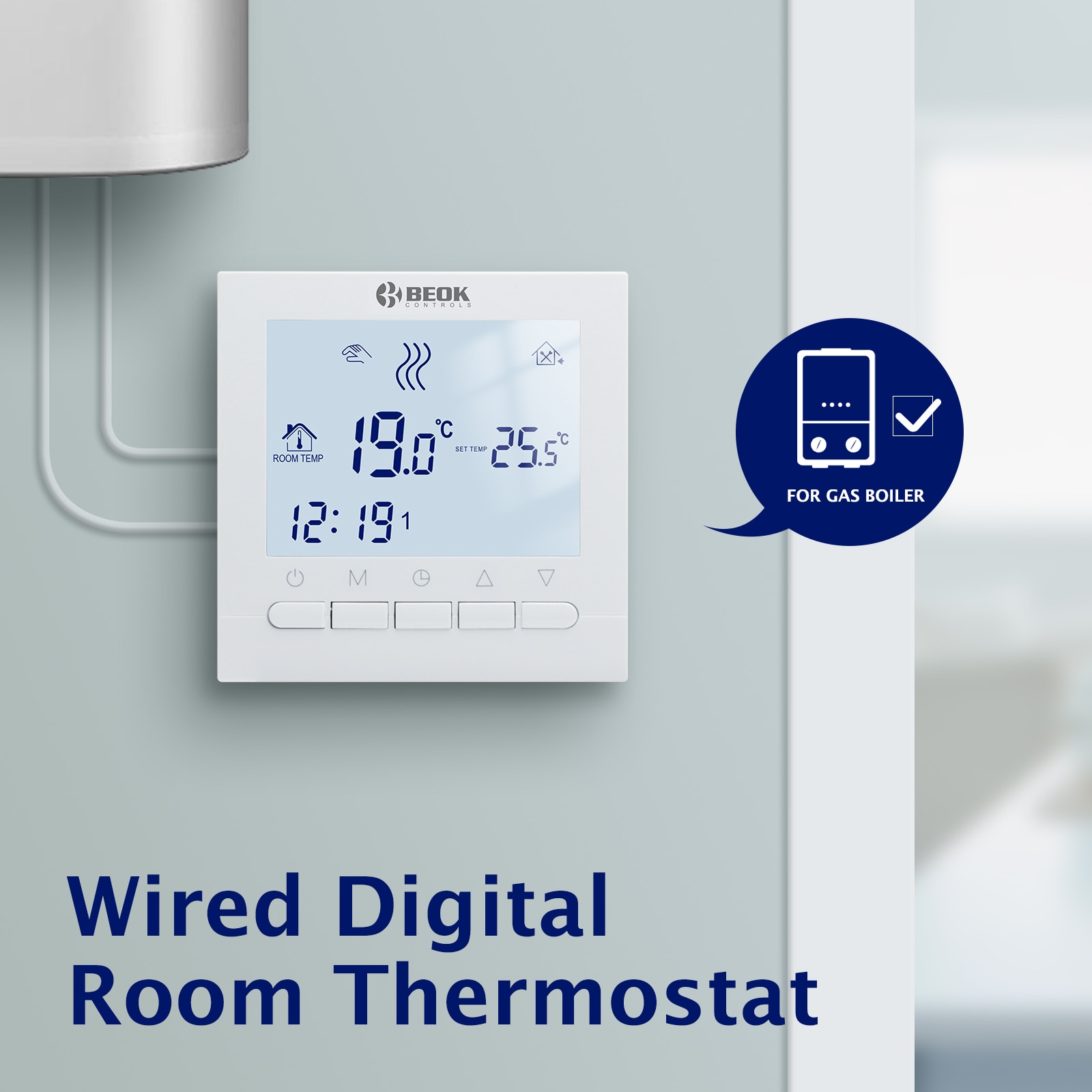 BEOK Room Wall-mounted Wifi / Non-Wifi Thermostat Temperature Controller  for Gas Boilers Heating Weekly Programmable BOT-313