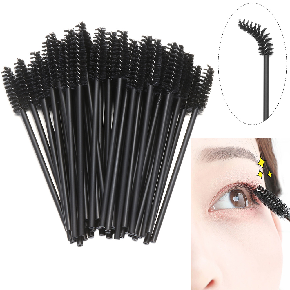 CUANFENGS28 50Pcs Health Beauty Mascara Spiral Wands MakeUp Tool Eyebrow Applicator Lash Curling Comb Disposable Eyelash Brush Lash Extension Comb
