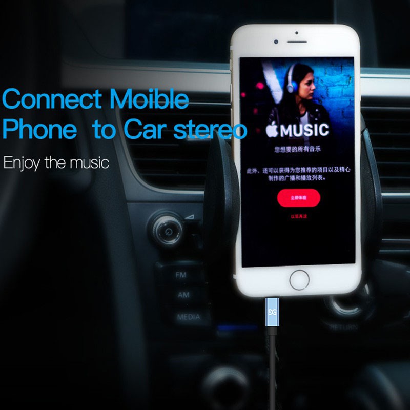 ☌№  สายเคเบิลเสริมเสียง GUSGU 3 in 1 iPhone ฟ้าผ่าถึงสายแจ็คหูฟังรถยนต์ 3.5 มม