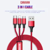 8# CARAVAN สายชาร์จ 3 in 1 Charging Cable USB to Lightning / Micro USB / Type-C 3in1 Samsung Type C 1.2M Note 9 Note 8 S9 Plus S9 S10 S10 Plus Y9 2019 Realme 3 Pro Huawei / oppo / vivo / Xiaomi/Samsung/Iphone