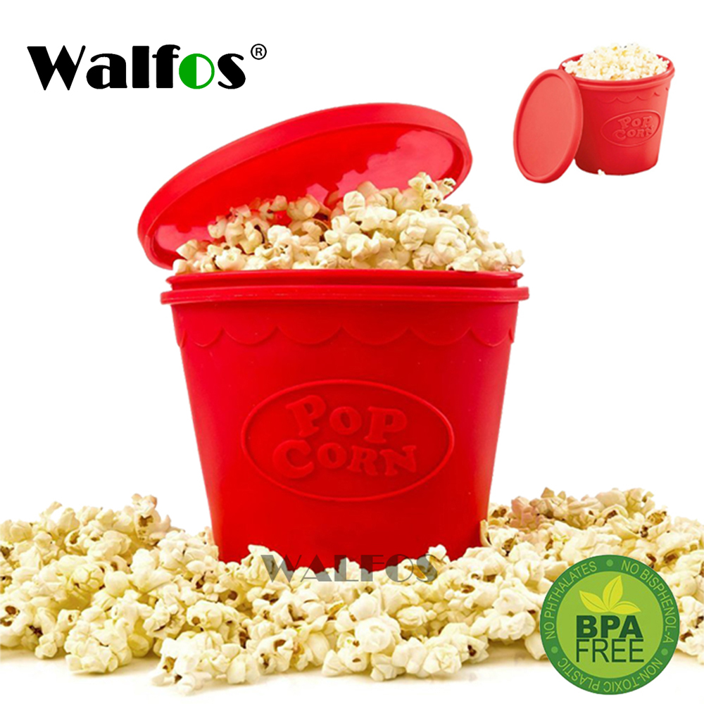 WALFOS ใหม่ ป๊อปคอร์นซิลิโคนสีแดงพับได้ DIY ชามใส่ป๊อปคอร์น ราคา 159 บาท*ส่งฟรี